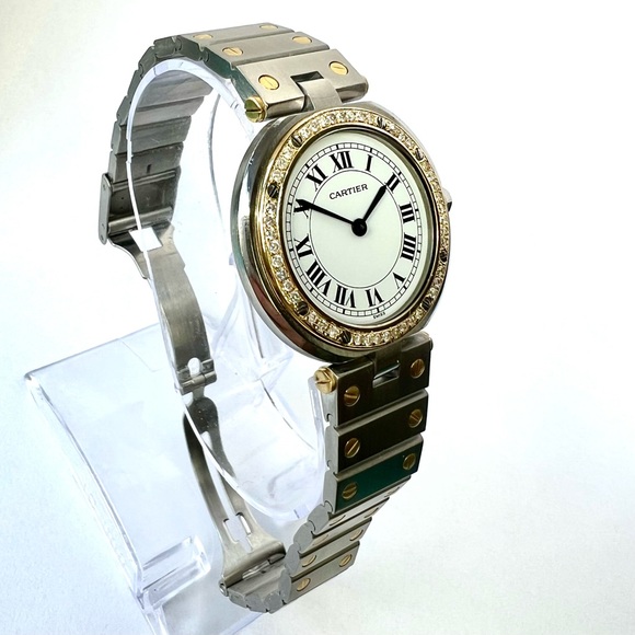 CARTIER SANTOS RONDE Quartz 32mm 2 Tone 0.38TCW DIAMOND Watch